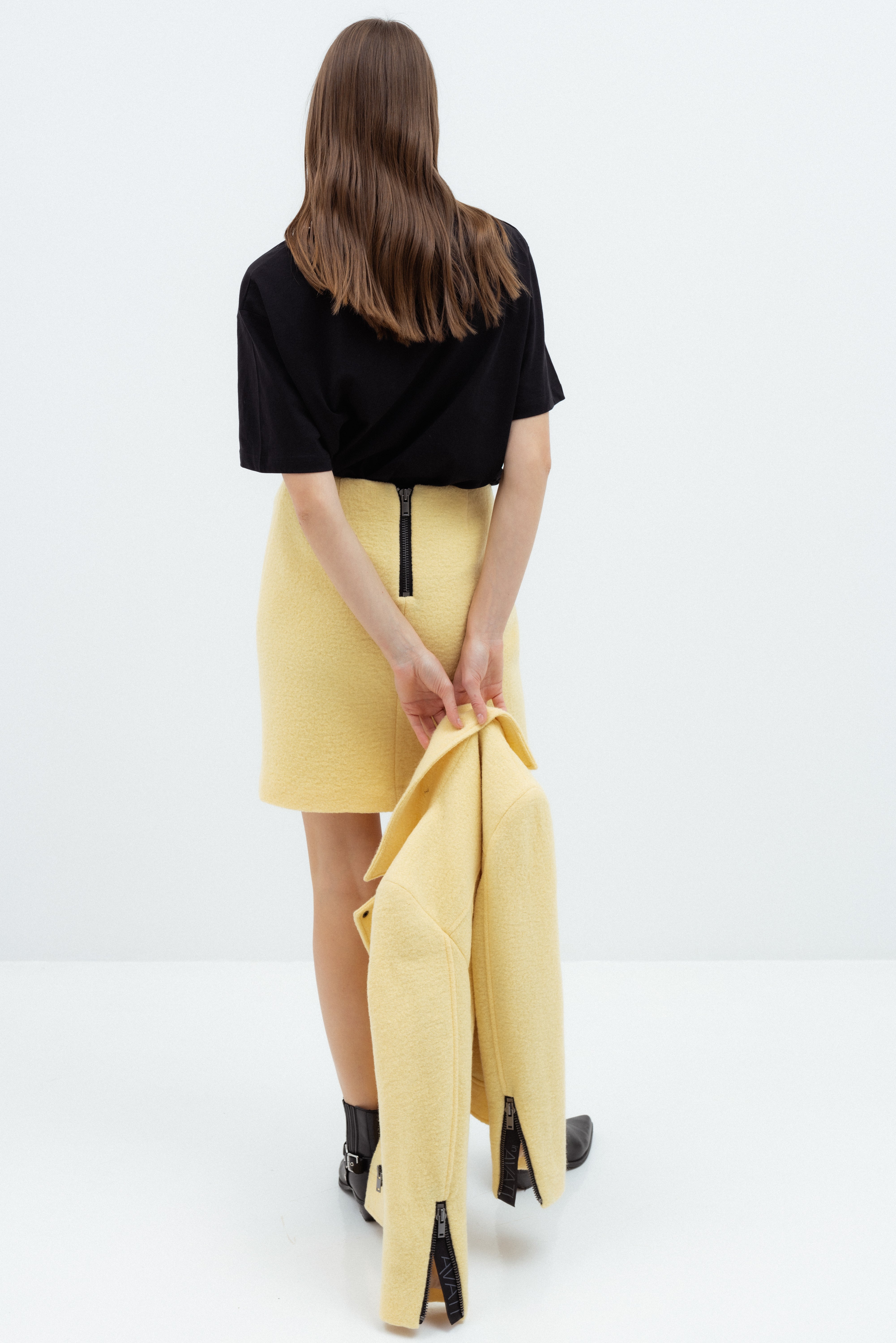 STRAIGHT YELLOW WOOL SKIRT