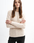 MILK BRAIDED MERINO WOOL SWEATER