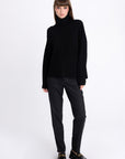 BLACK HIGH-NECK MERINO WOOL SWEATER