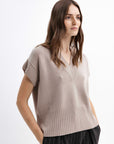 WOOL BEIGE SWEATER WITH SHORT SLEEVES