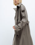 PASTEL KHAKI TRENCH COAT IN WOOL