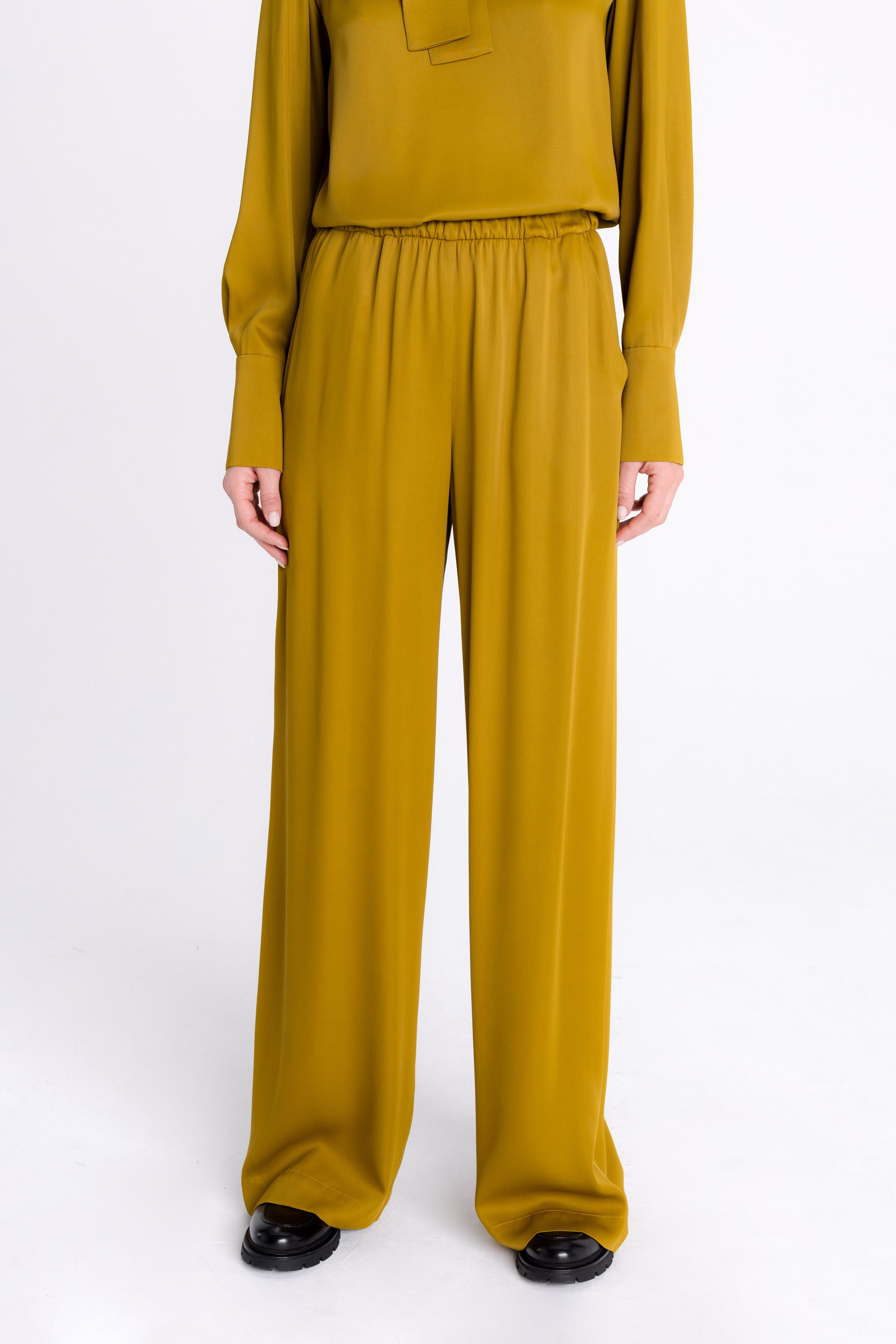 DARK MUSTARD WIDE-LEG TROUSERS