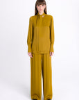 DARK MUSTARD WIDE-LEG TROUSERS