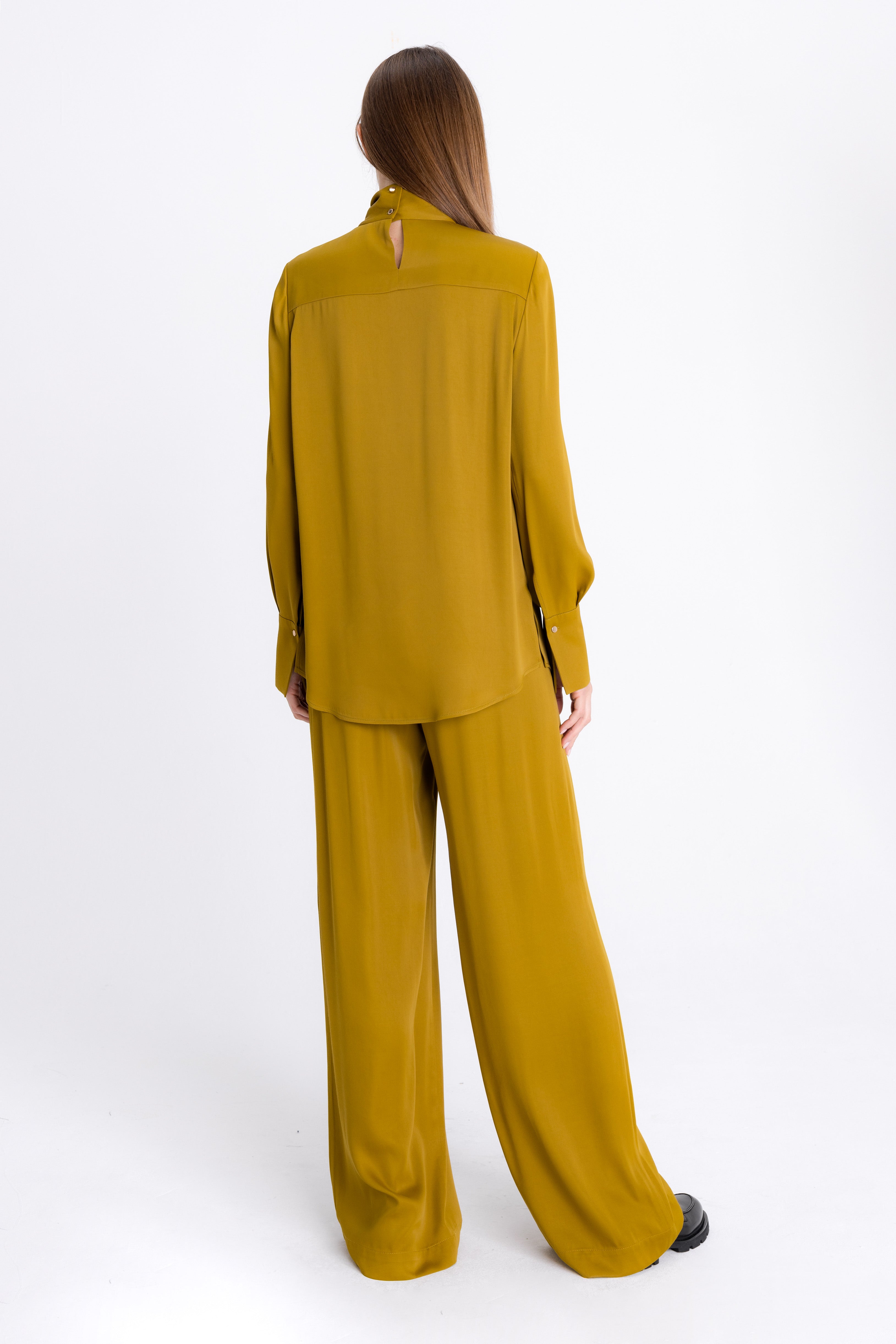 DARK MUSTARD WIDE-LEG TROUSERS