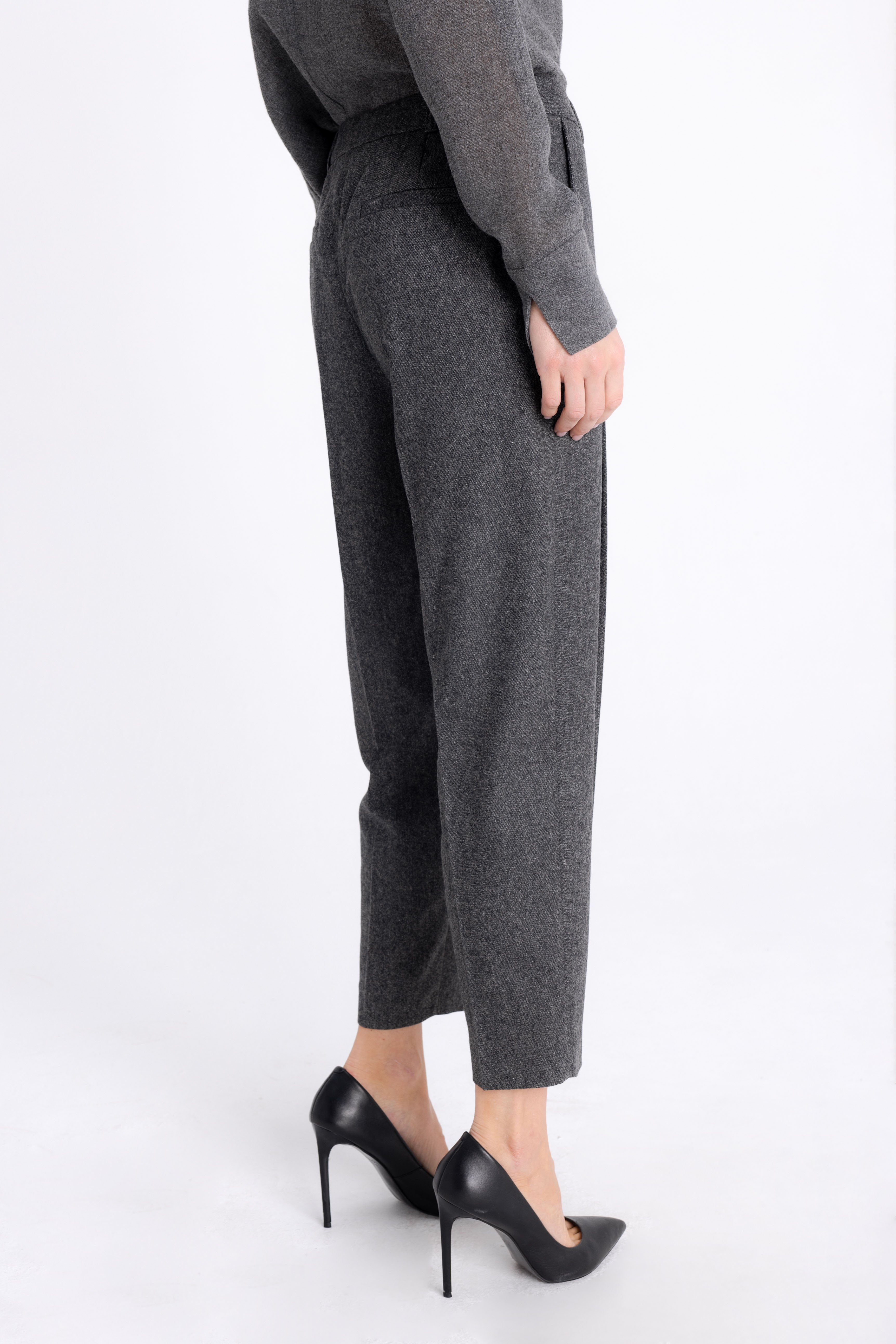 TAPERED GREY MELANGE TROUSERS