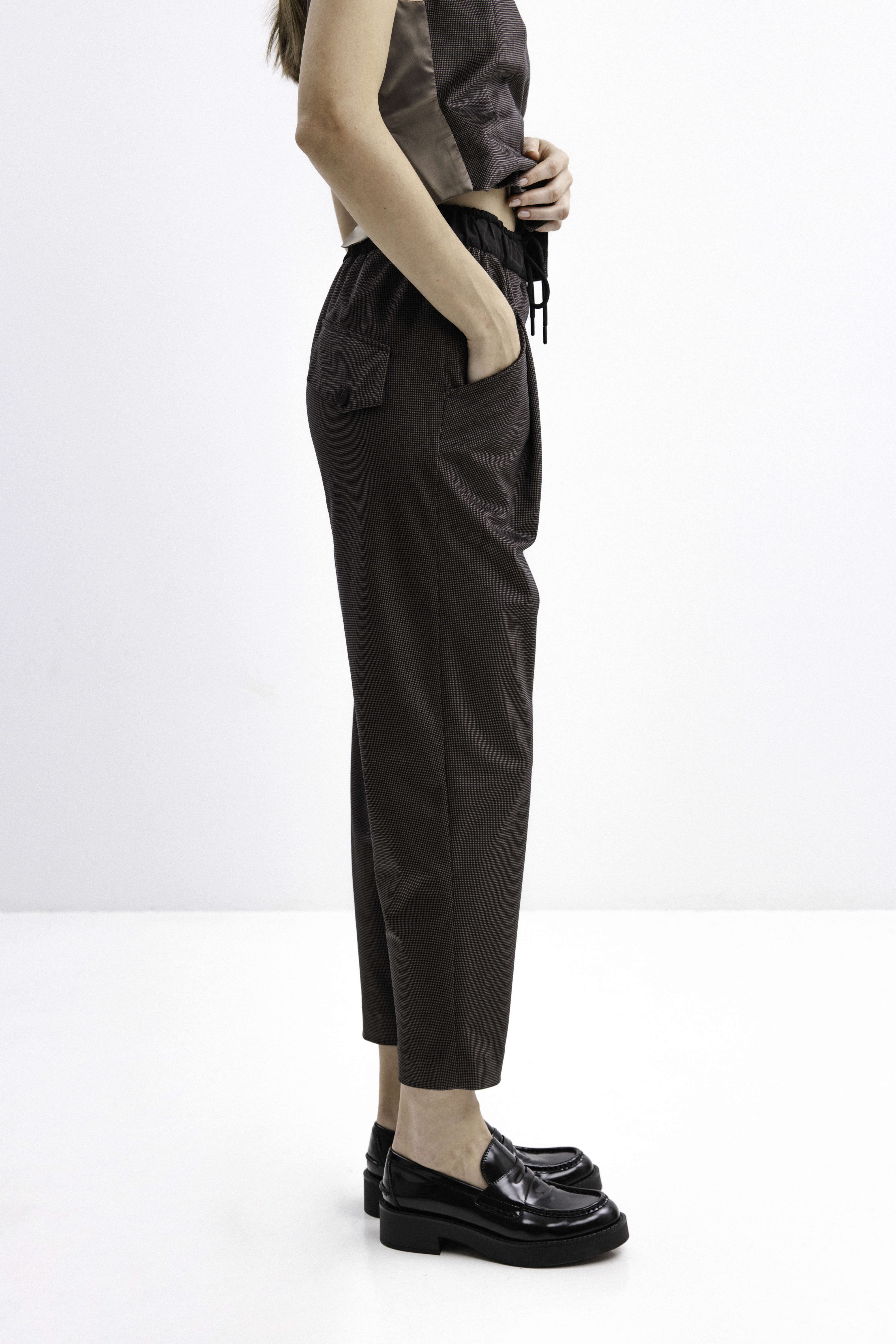 BROWN JOGGER TROUSERS WITH ELASTIC WAISTBAND