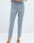 SLIM FIT DUST BLUE TROUSERS WITH FRONT PLEATS