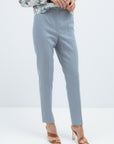 SLIM FIT DUST BLUE TROUSERS WITH FRONT PLEATS