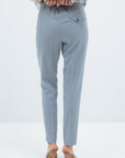 SLIM FIT DUST BLUE TROUSERS WITH FRONT PLEATS