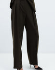 FOREST GREEN WIDE-LEG TROUSERS