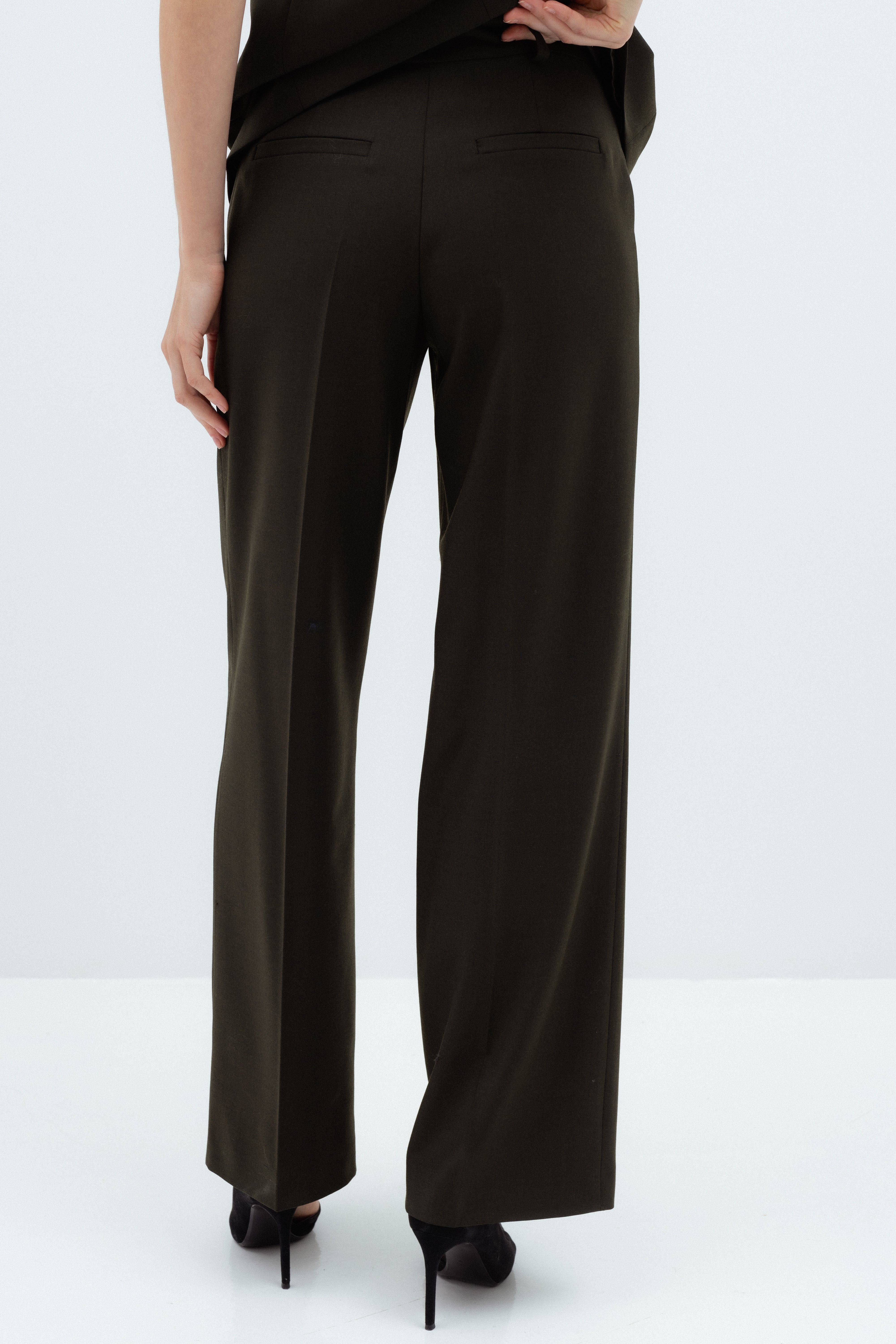 FOREST GREEN WIDE-LEG TROUSERS