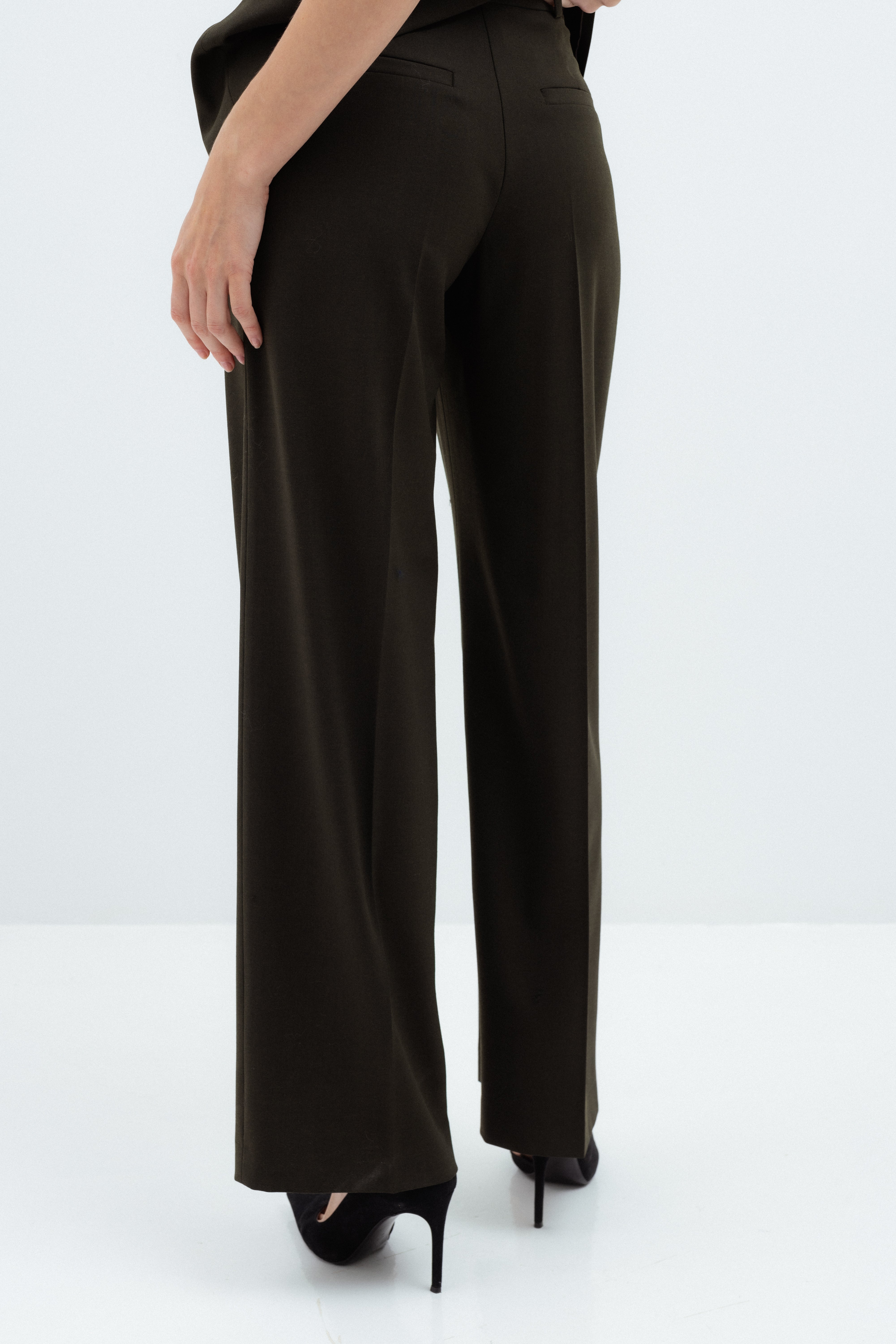 FOREST GREEN WIDE-LEG TROUSERS