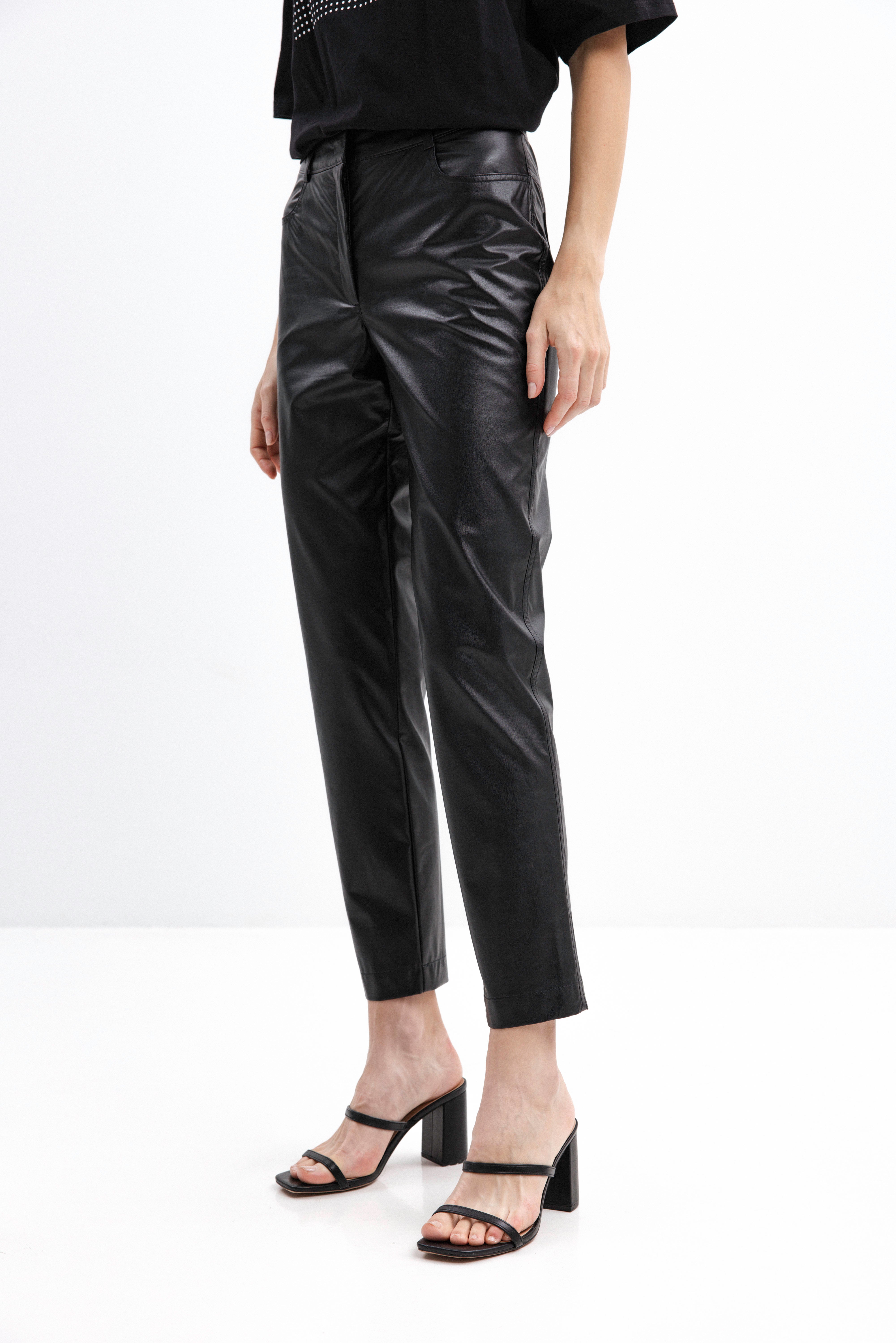 BLACK ECO LEATHER TROUSERS