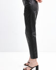 BLACK ECO LEATHER TROUSERS