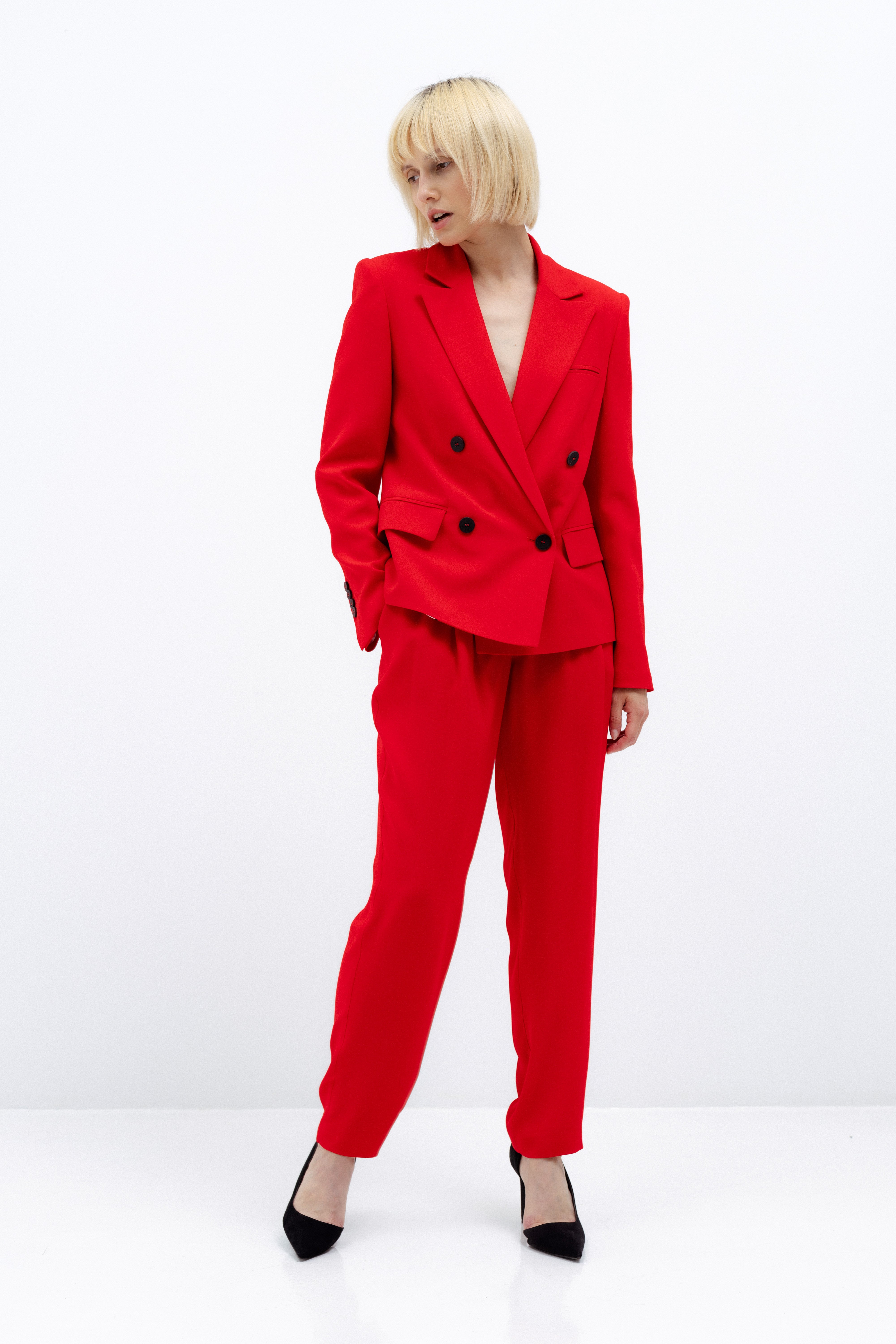 TAPERED SUIT TROUSERS IN RED