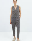 GREY CHECKED FITTED VEST