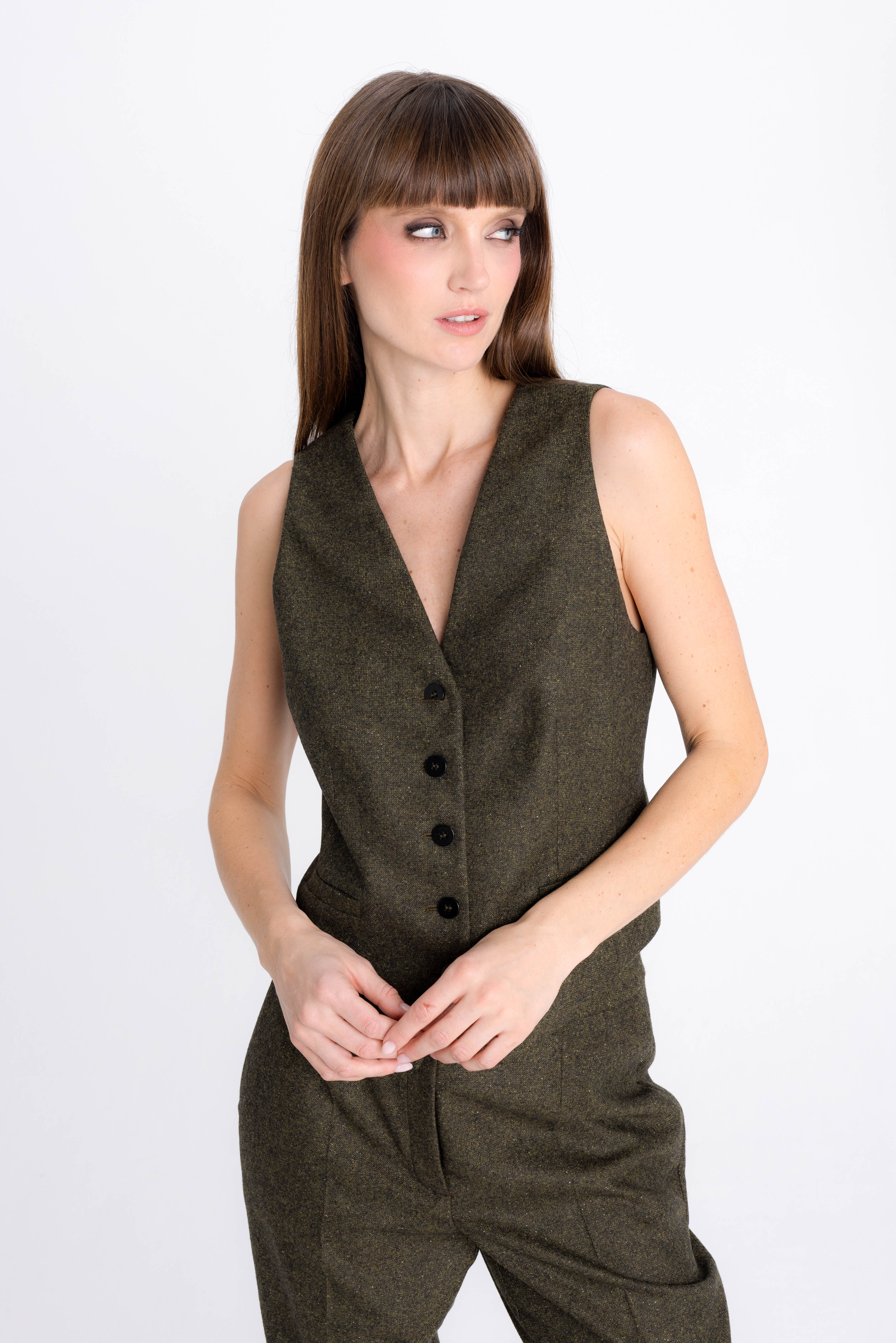 FOREST GREEN FITTED VEST