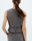 GREY CHECKED FITTED VEST