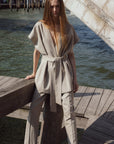 BELTED VEST IN LIGHT TAUPE